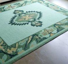 Green Geometric Wool Rug